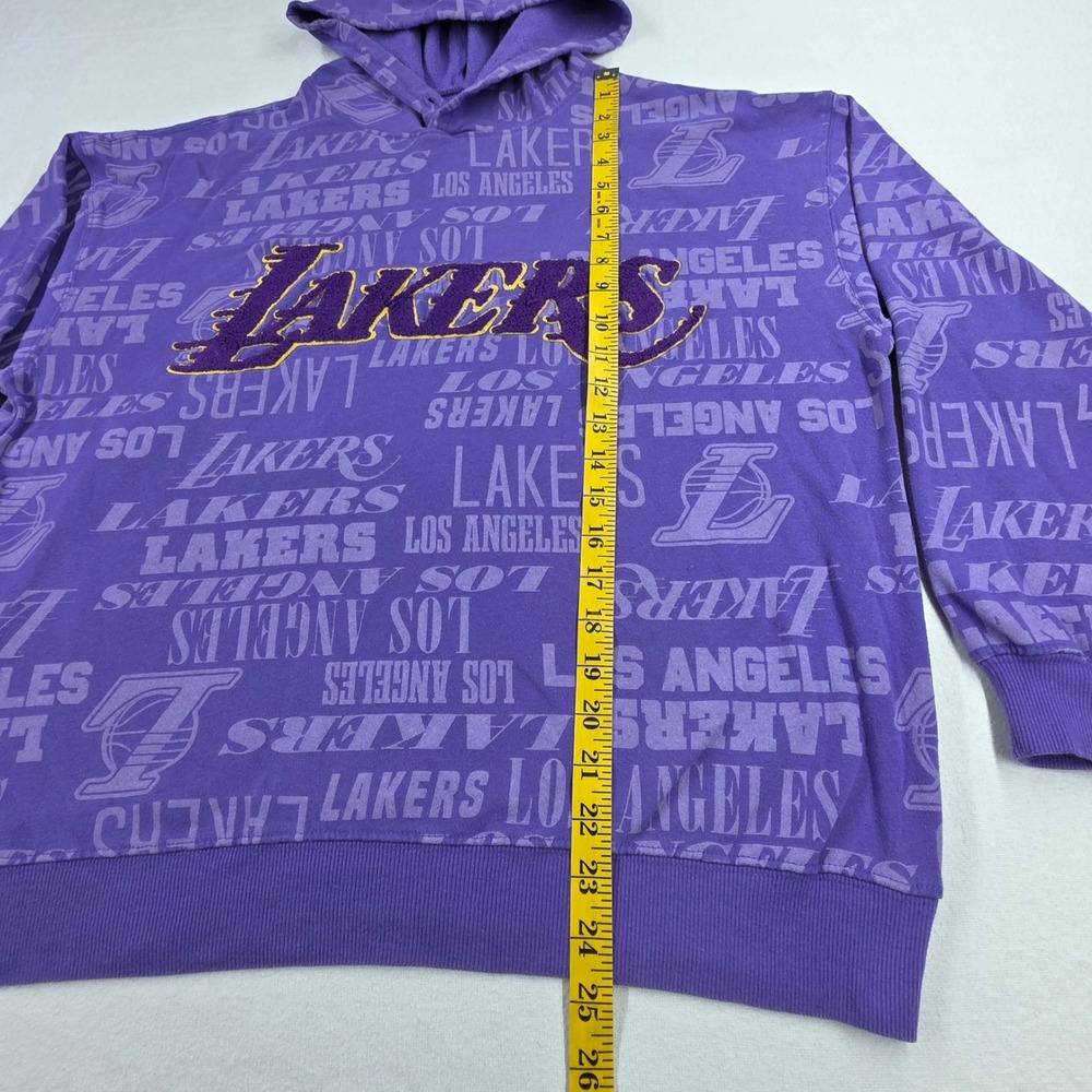 NBA Los Angeles Lakers Hoodie Purple All Over Print Chenille Logo Mens Large - Picture 3 of 9
